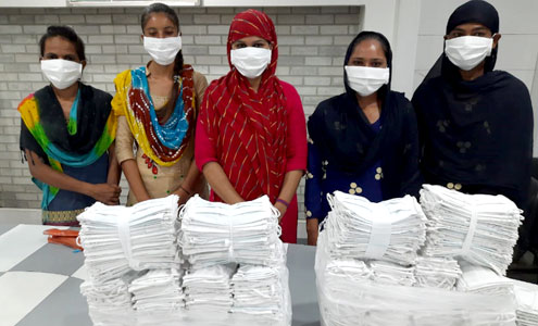 Masks made for distribution under the Shree Shakti Yojana project 